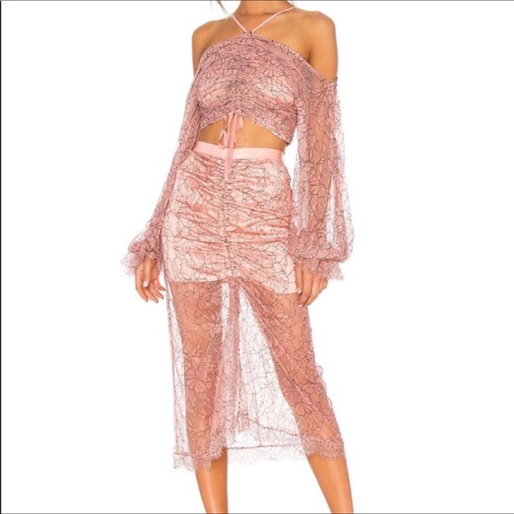 Alice McCall Rose Sugar High sheer ruched lace crop top 0 XS - Picture 6 of 11